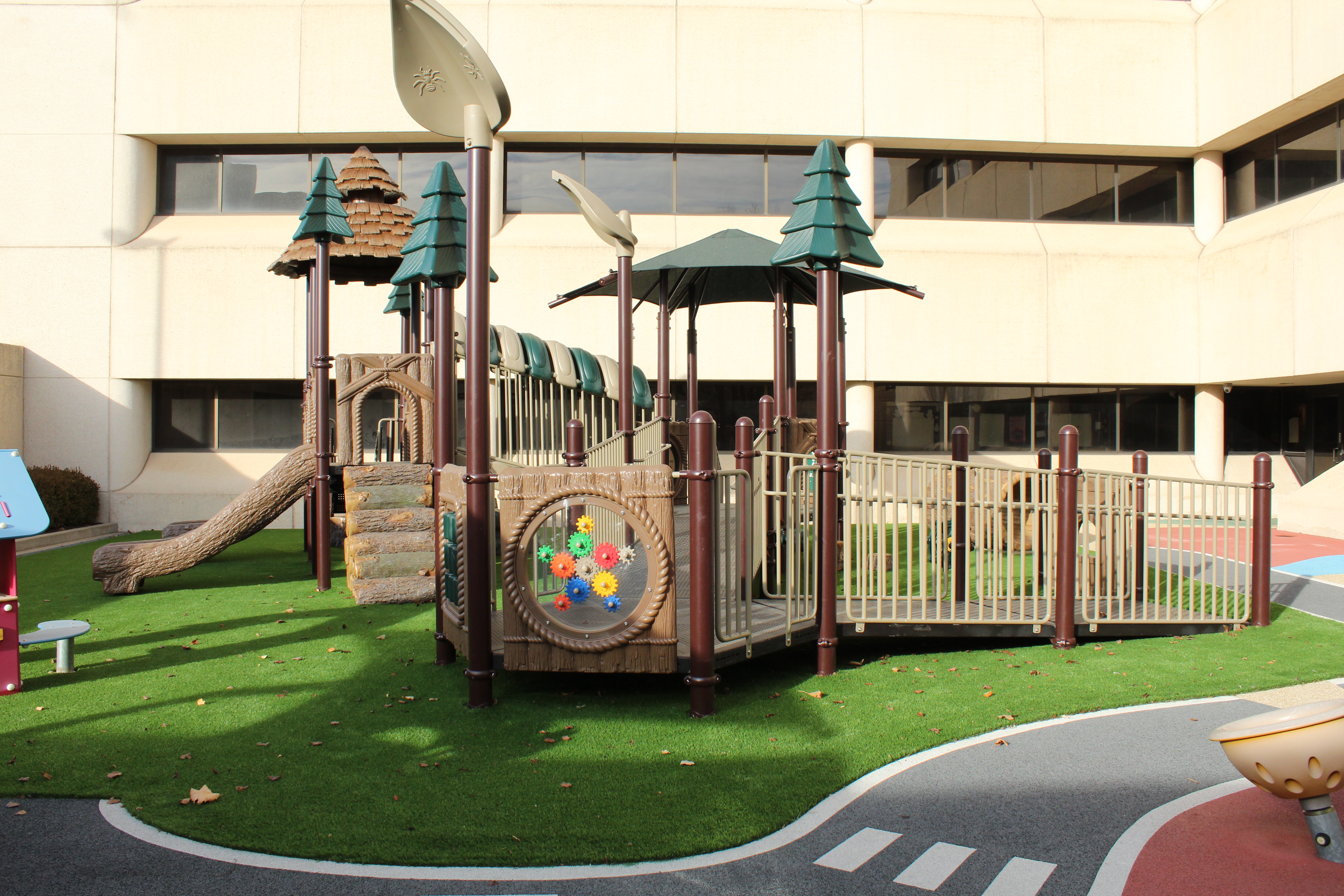 A wide shot image of the new playground.
