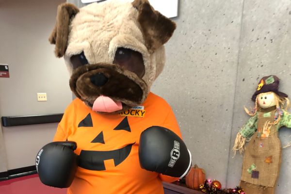 Wanda in her Rocky halloween custome.