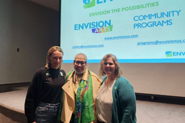 Envision Presents at Wichita Art Museum Senior Wednesday L:R: Sarah Kephart, Erica Johnson, and Hannah Christenson at the Senior Wednesday event