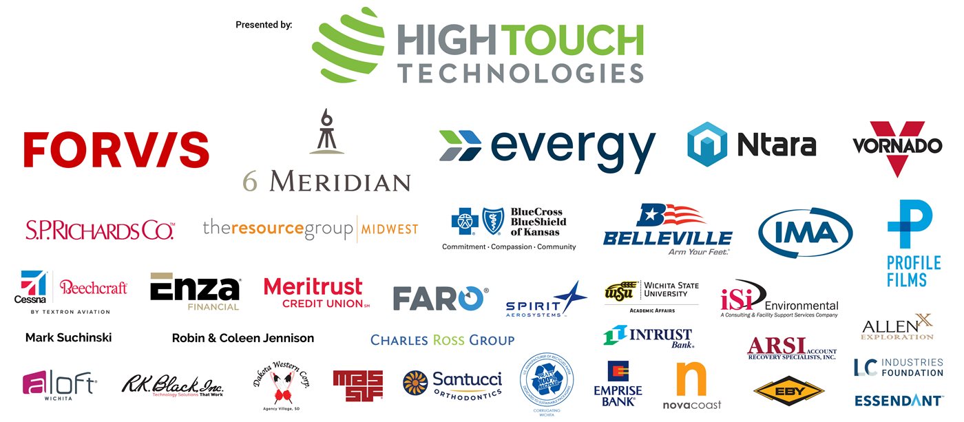 Logo cloud of multiple sponsors of the Wichita Envision annual gala fundraiser