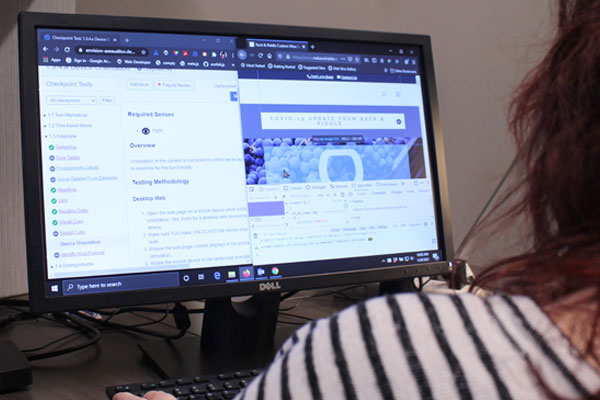 Envision Workforce Innovation Center employee analyzing the accessibility of a website