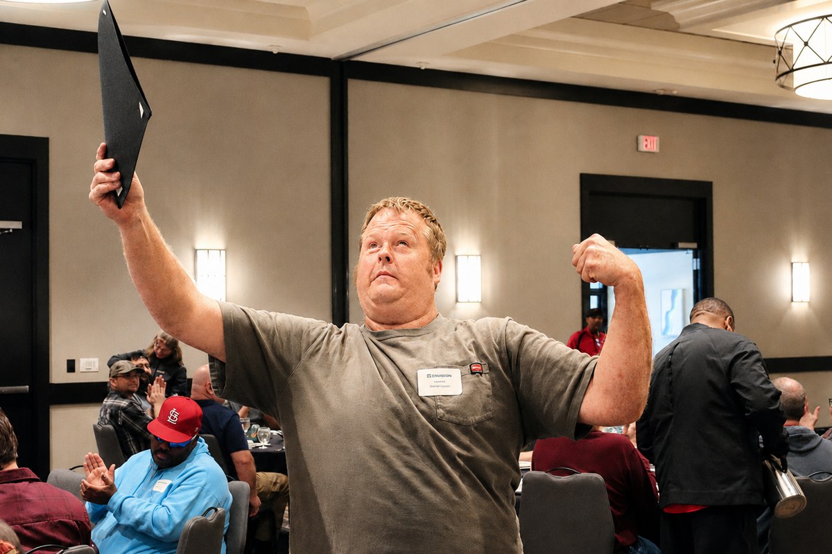 Ron Smith celebrating his win of Employee of the Year in Wichita