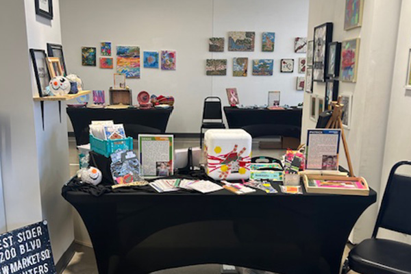 View of gifts created by artists who are blind or visually impaired at the Envision Arts Holiday Market