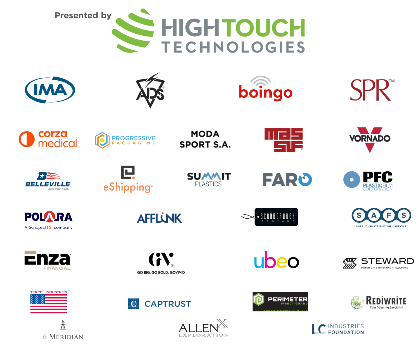 Logo cloud of multiple sponsors for the 2025 Dallas Envision golf tournament