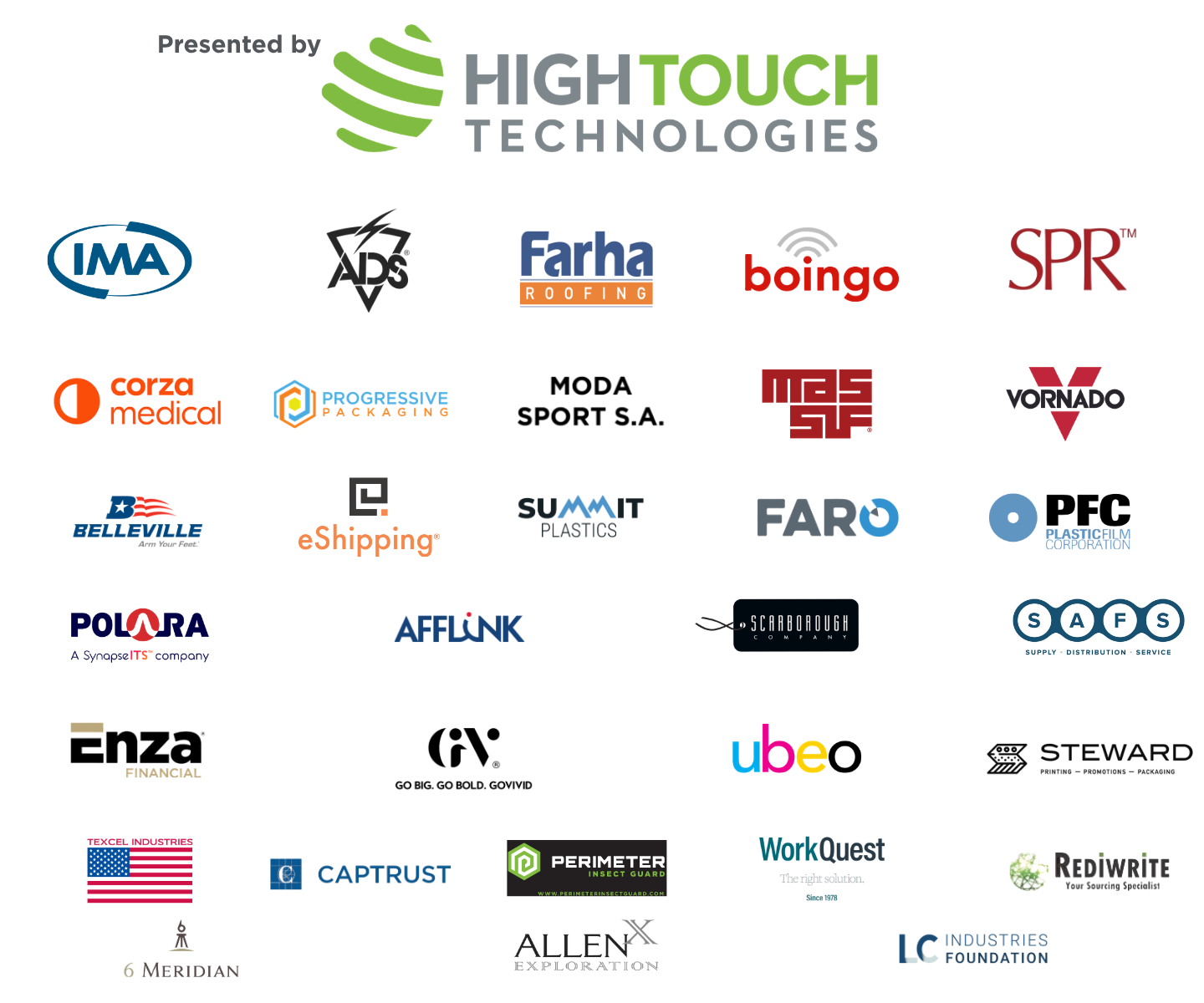 Logo cloud of multiple sponsors for the 2025 Dallas Envision golf tournament