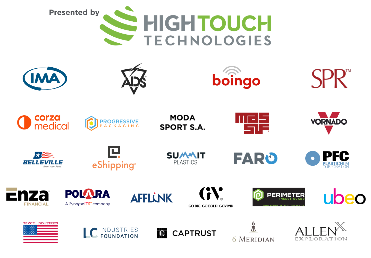 Logo cloud of multiple sponsors for the 2025 Dallas Envision golf tournament