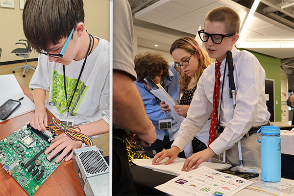 Level Up students learn new things like building a motherboard for a comupter, to speaking with a representative at a career fair.