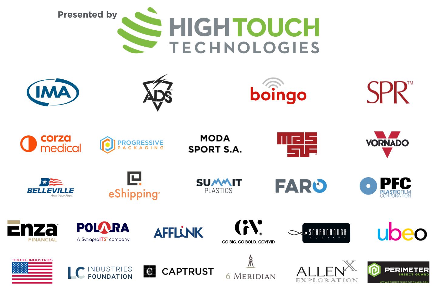 Logo cloud of multiple sponsors for the 2025 Dallas Envision golf tournament