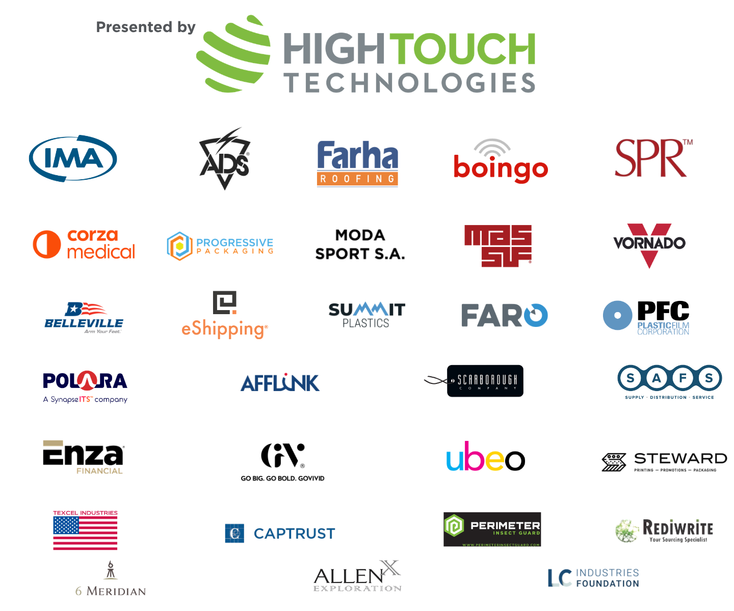 Logo cloud of multiple sponsors for the 2025 Dallas Envision golf tournament