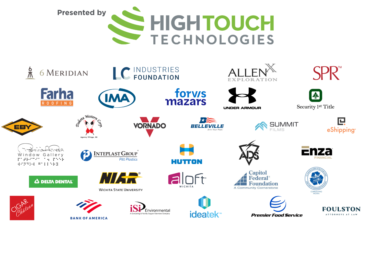 Logo cloud of multiple sponsors of the Wichita Envision golf tournament
