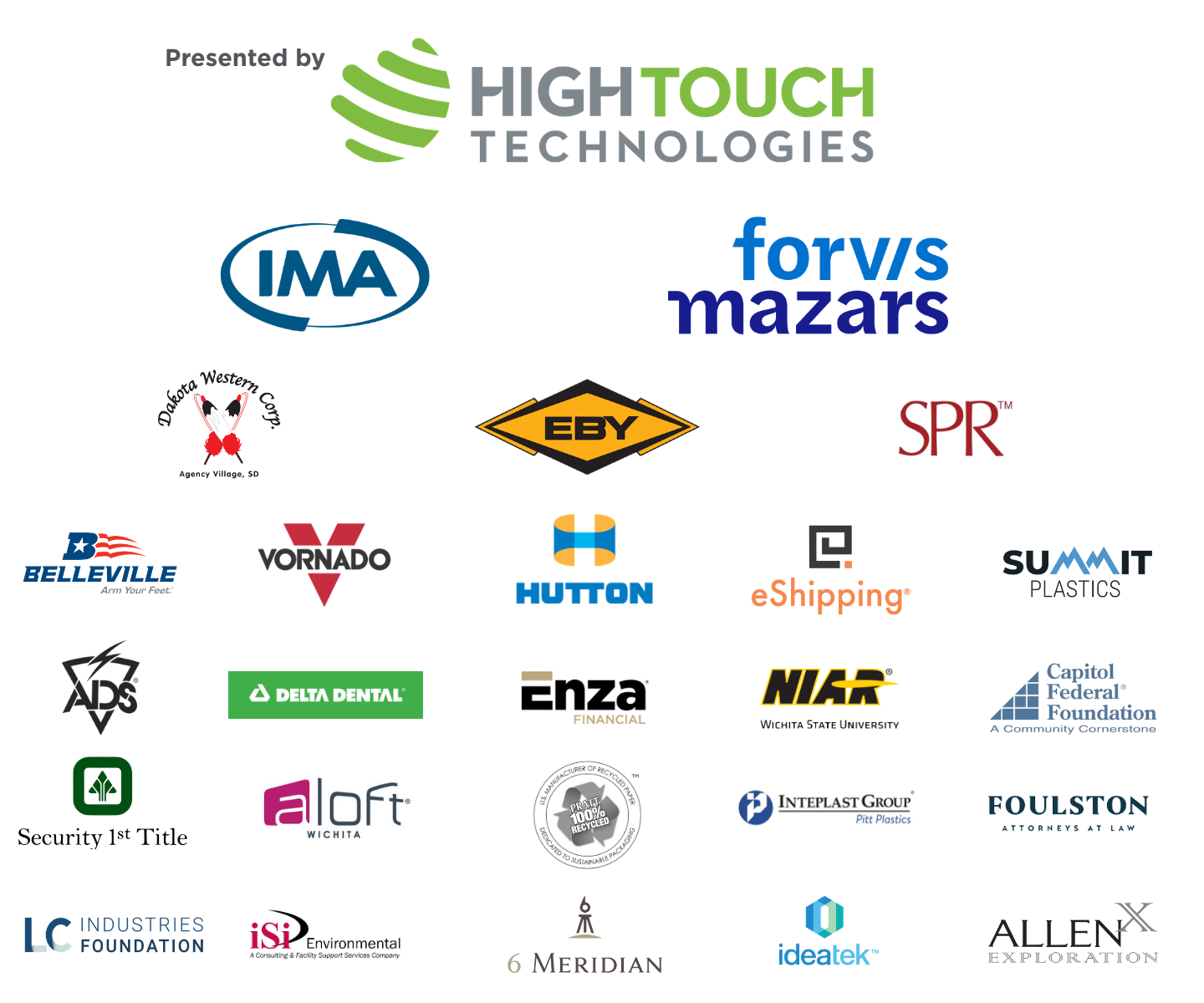 Logo cloud of multiple sponsors of the Wichita Envision golf tournament