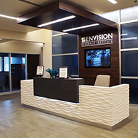 View of the lobby at the new Envision Research Institute in downtown Wichita Kansas.