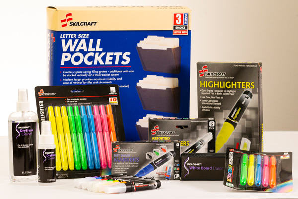Variety of products displayed that are produced or packaged at Envision Dallas.