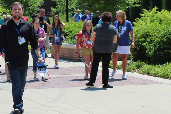 Students who are BVI learn to navigate on campus at WSU.