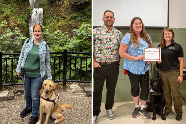 A Partnership Built on Trust: How Guide Dogs Empower Independence Kellie Gerdts and her dog Tangier. Sandy Wilkinson and her dog Darwin.