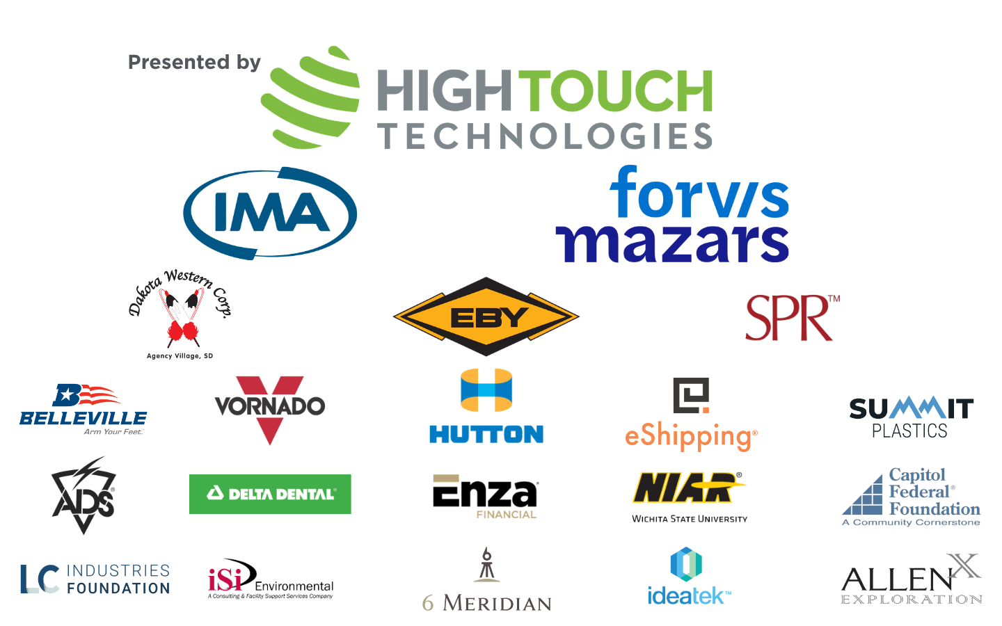 Logo cloud of multiple sponsors of the Wichita Envision golf tournament