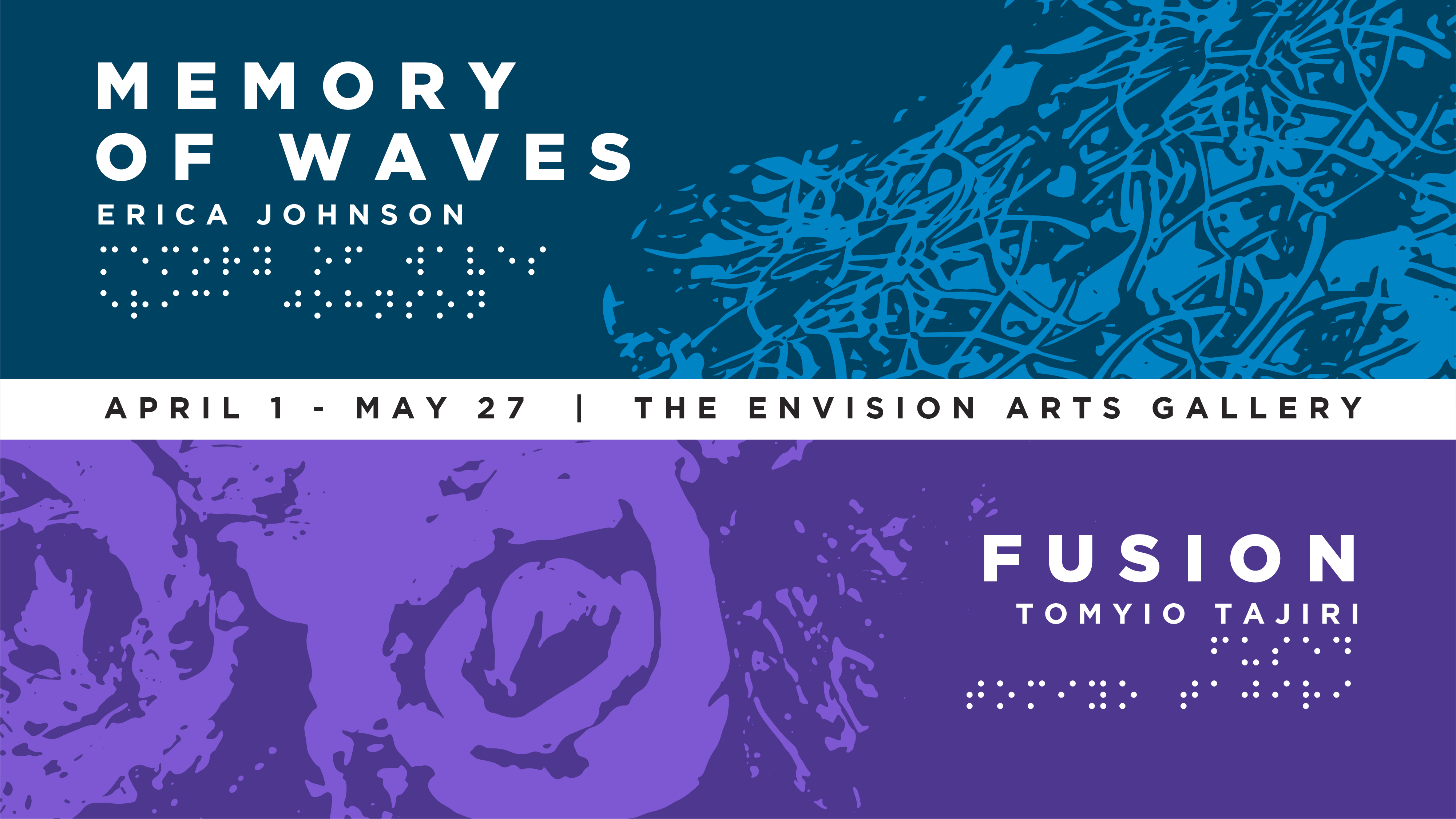 The Envision Arts Gallery & Community Engagement Center is proud to present two solo exhibitions to take place throughout April and May. 𝗪𝗵𝗲𝗿𝗲 𝘁𝗵𝗲 𝗦𝗸𝘆 𝗧𝗼𝘂𝗰𝗵𝗲𝘀 𝘁𝗵𝗲 𝗦𝗲𝗮 opening April 1. Fusion by Tomiyo Tajiri and 𝙈𝙚𝙢𝙤𝙧𝙮 𝙤𝙛 𝙒𝙖𝙫𝙚𝙨 𝗯𝘆 𝗘𝗿𝗶𝗰𝗮 𝗝𝗼𝗵𝗻𝘀𝗼𝗻 
