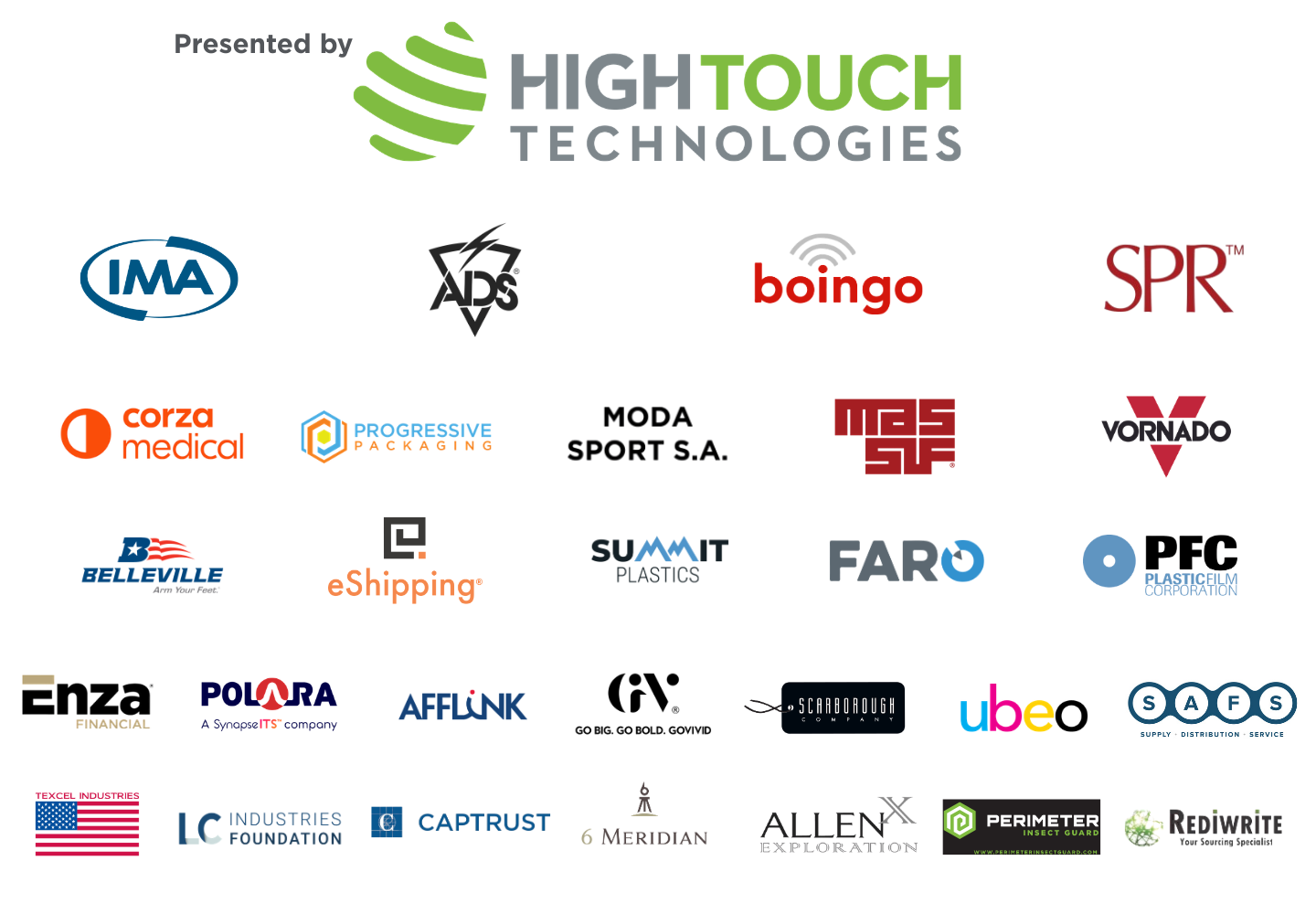 Logo cloud of multiple sponsors for the 2025 Dallas Envision golf tournament